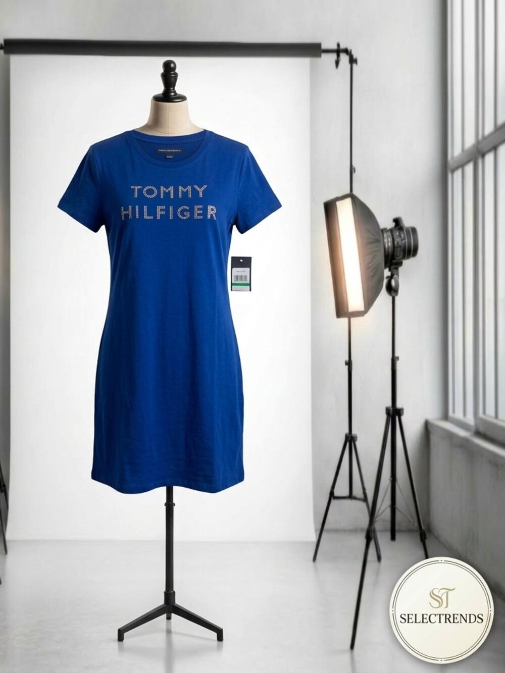 Tommy Hilfiger Women's Knee-Length Short Sleeve T-Shirt Dress Size L